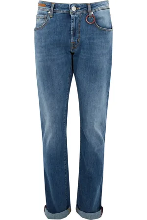 sartoria tramarossa Homme, Jeans, Bleu, Taille: W34 Jean Slim-Fit Blu avec Poignets