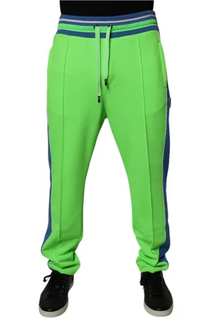 Dolce & Gabbana Homme, Pantalons, Vert, Taille: M Détail Logo Jogger Pantalons de survêtement