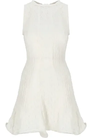 Msgm Femme, Robes, Blanc, Taille: 38 FR Robe Blanche en Coton Sans Manches Col Rond