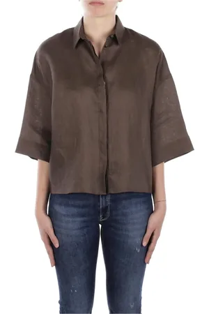 Max Mara Femme, Blouses et Chemises, Vert, Taille: 36 FR Chemise en lin pour femme avec boutons sur le devant
