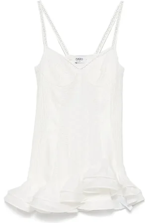 CHARO RUIZ IBIZA Femme, Robes, Blanc, Taille: 42 FR Robe Blanche avec Encolure Cœur et Volants