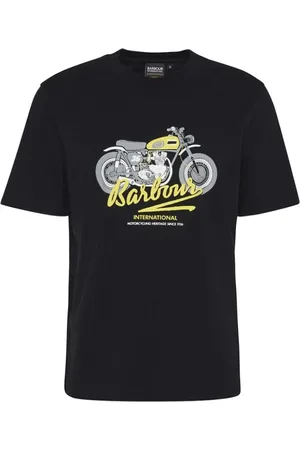 Barbour Homme, Tops, Noir, Taille: L T-shirt Noir en Coton Coupe Décontractée