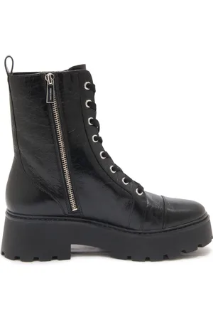 Michael Kors Femme, Chaussures, Noir, Taille: 39 1/2 EU Effet Vintage Anfibio Bootie Cuir Noir