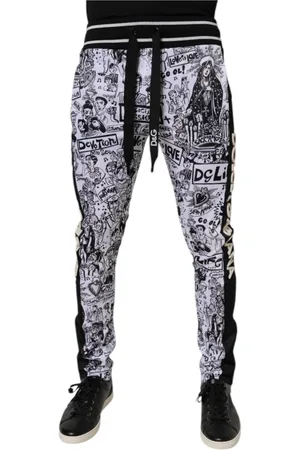 Dolce & Gabbana Homme, Pantalons, Noir, Taille: S Urban Graffiti Print Jogger Pantalons de survêtement