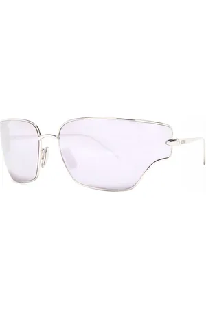 Loewe Femme, Accessoires, Gris, Taille: ONE Size Lunettes de Soleil Argentées Courbées avec Protection UV