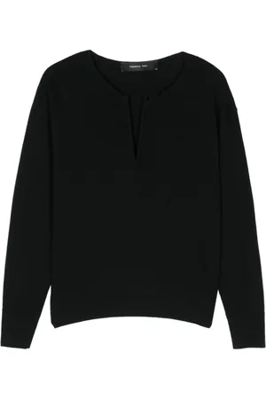 FEDERICA TOSI Femme, Pulls, Noir, Taille: 36 FR Pull en tricot femme style col en V