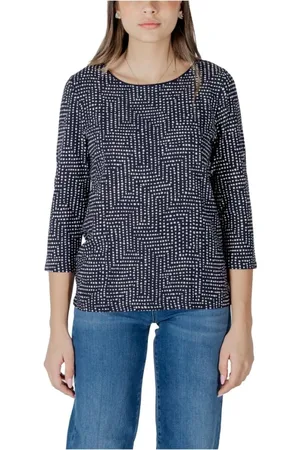 Street one Femme, Tops, Bleu, Taille: 44 FR T-shirt à Manches Longues en Viscose Bleue