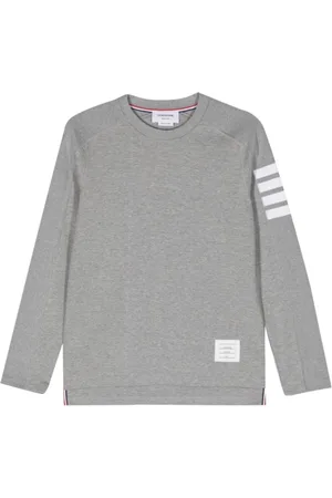 Thom Browne Homme, Tops, Gris, Taille: XL T-shirt Milano en Coton à Manches Longues