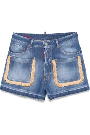 Dsquared2 Femme, Shorts, Bleu, Taille: 36 FR Bleu Boutonnière Classique Cinq Poches