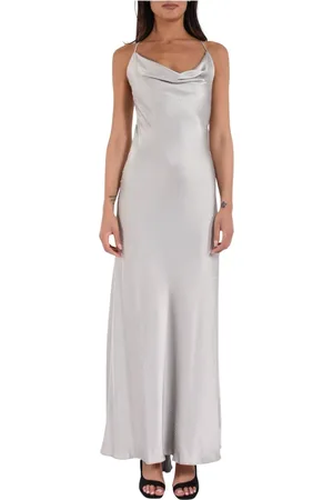 ACTUALEE Femme, Robes, Gris, Taille: 36 FR Robe Longue en Satin avec Strass