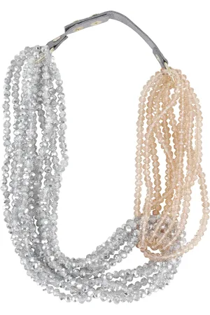 ANTONELLI Femme, Accessoires, Gris, Taille: ONE Size Collier Cleopatra Argent Nude Perles Cuir