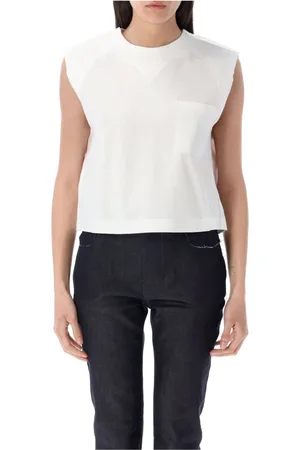 Marni Femme, Tops, Blanc, Taille: 36 FR T-shirt blanc sans manches avec détail Trunkaroo
