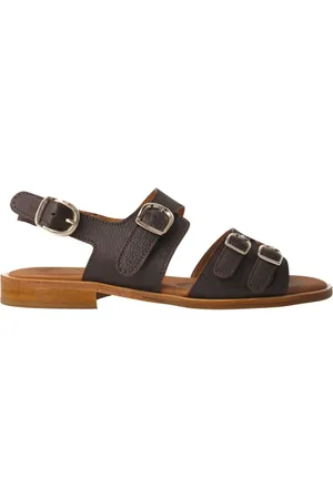 Calce Femme, Chaussures, Brun, Taille: 38 EU Sandales en cuir marron avec fermeture à boucle