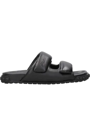 Ash Femme, Chaussures, Noir, Taille: 38 EU Sandales Noires en Cuir à Bout Ouvert