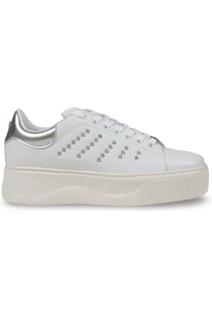 Cult Femme, Chaussures, Blanc, Taille: 39 EU Baskets Femme en Cuir/Lam avec Détails Élégants