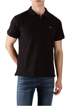Calvin Klein Homme, Tops, Noir, Taille: XL Polo Noir avec Étiquette Tissée