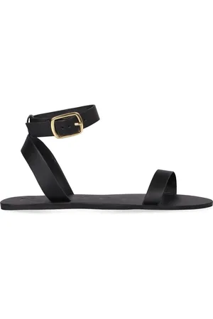 MANEBI Femme, Chaussures, Noir, Taille: 40 EU Sandales en cuir avec bride de cheville réglable