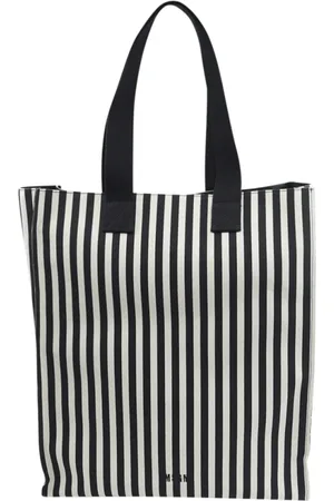 Msgm Homme, Sacs, Noir, Taille: ONE Size Sac en Coton à Rayures Noires et Blanches
