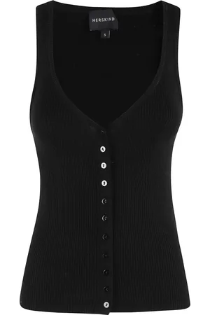 Herskind Femme, Tops, Noir, Taille: 36 FR Débardeur en tricot côtelé noir
