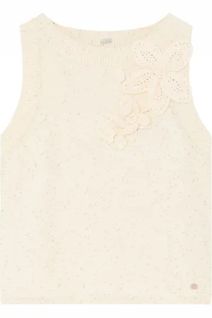 gustav Femme, Pulls, Blanc, Taille: 46 FR Gilet Blanc Tricoté avec Paillettes