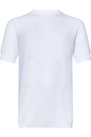 LOW BRAND Homme, Tops, Blanc, Taille: M T-shirts et Polos Blancs avec Motif Jacquard