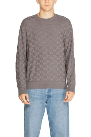 Armani Exchange Homme, Tops, Gris, Taille: S T-shirt en Viscose Gris Tricoté