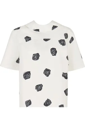 Marni Femme, Blouses et Chemises, Blanc, Taille: 42 FR Haut Blanc Floral Réversible