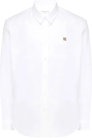 Maison Kitsuné Homme, Chemises, Blanc, Taille: M Chemise décontractée brodée renard