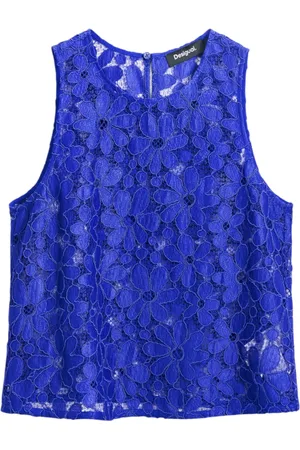 Desigual Femme, Tops, Bleu, Taille: 36 FR Débardeur floral pour femmes
