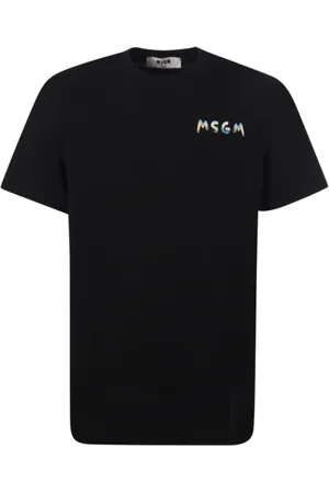 Msgm Homme, Tops, Noir, Taille: M T-shirt Noir avec Logo Imprimé