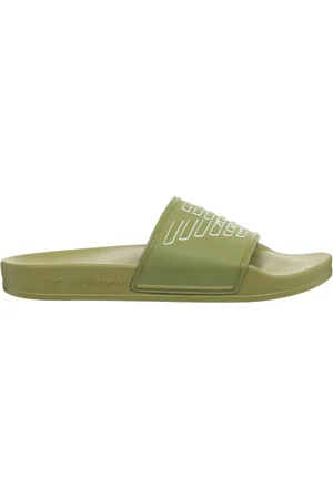 Emporio Armani Homme, Chaussures, Vert, Taille: 43 EU Slides Simples pour un Confort Élégant