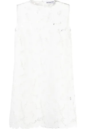 Self-Portrait Femme, Robes, Blanc, Taille: 38 FR Élégante Mini Robe en Dentelle de Coton Blanc