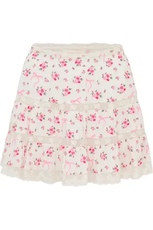 LOVESHACKFANCY Femme, Jupes, Rose, Taille: 40 FR Jupe Mini en Coton avec Rose &