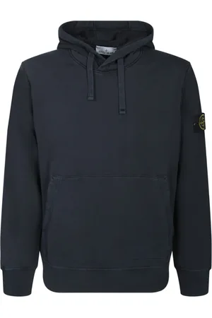 Stone Island Homme, Sweatshirts et sweats à capuche, Bleu, Taille: L Sweat à Capuche en Tissu Brossé Bleu Ajustable
