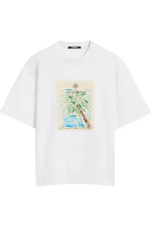 Jacquemus Homme, Tops, Blanc, Taille: L T-shirt Bleu Marine