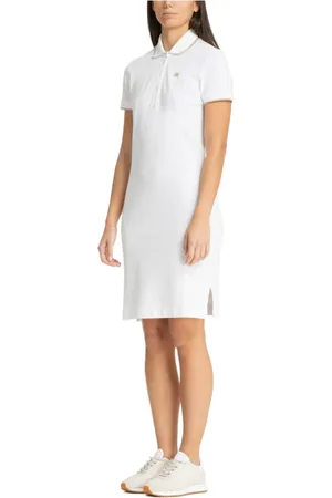 EA7 Femme, Robes, Blanc, Taille: 38 FR Robe Midi Unie à Logo