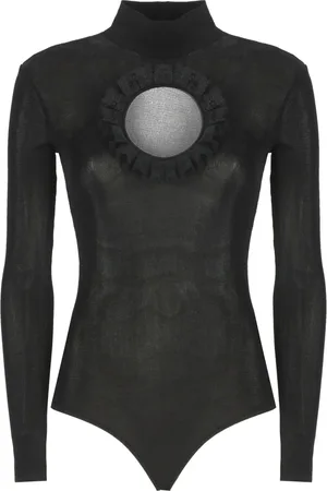 Self-Portrait Femme, Tops, Noir, Taille: 40 FR Body Noir avec Détails en Dentelle