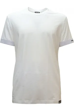 Dsquared2 Homme, Tops, Blanc, Taille: S T-shirt Blanc en Coton avec Manches Élastiques