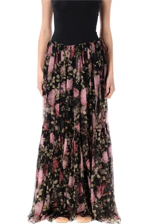 Chloé Femme, Jupes, Multicolore, Taille: 38 FR Jupe Longue Noire Fleur Occasions Élégantes