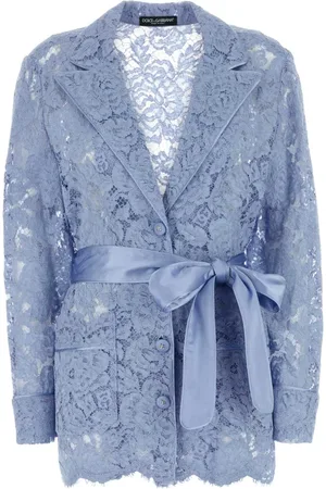 Dolce & Gabbana Femme, Vestes, Bleu, Taille: 38 FR Chemise de Pyjama en Dentelle Bleu Clair