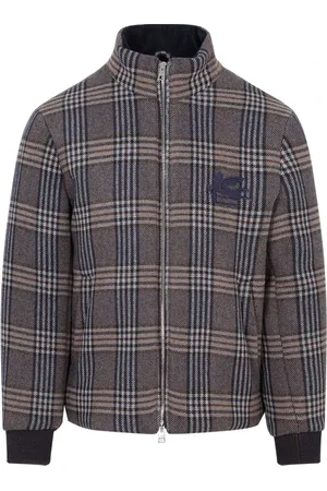 Etro Homme, Vestes, Multicolore, Taille: M Veste à Carreaux Bleue Aw23