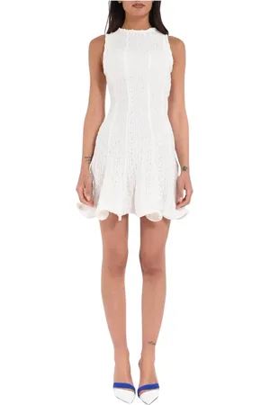 Msgm Femme, Robes, Blanc, Taille: 36 FR Mini robe en coton avec volants