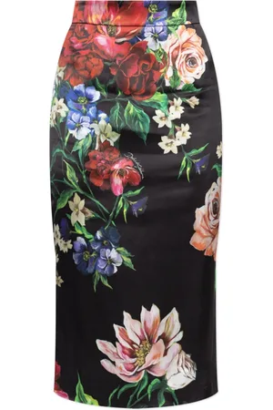 Dolce & Gabbana Femme, Jupes, Noir, Taille: 36 FR Jupe en satin à motif floral