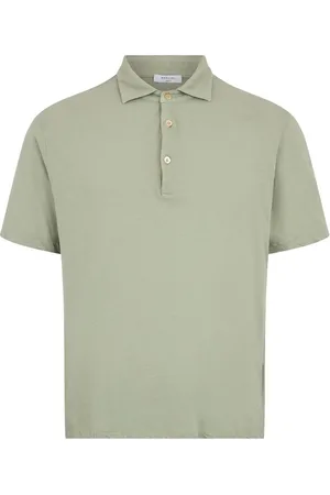 Boglioli Homme, Tops, Vert, Taille: L Polo à manches courtes en lin et coton mélangés