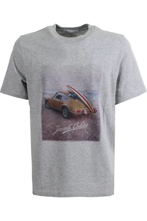 Jacob Cohen Homme, Tops, Gris, Taille: M T-shirt col rond gris avec impression logo