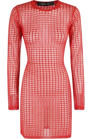 FEDERICA TOSI Femme, Robes, Rouge, Taille: 38 FR Robe Mini Tricotée Rouge Style Flexage