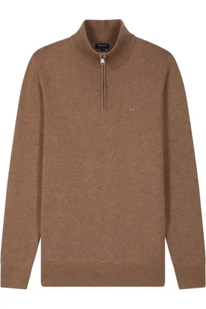 Eden Park Homme, Pulls, Brun, Taille: 3XL Pull en laine et coton pour homme à zip