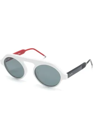 Thom Browne Unisex, Accessoires, Blanc, Taille: M Lunettes de soleil rondes