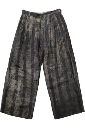 ZIGGY CHEN Homme, Pantalons, Gris, Taille: L Pantalon à Rayures Verticales Taille Haute