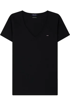 Eden Park Homme, Tops, Noir, Taille: XS T-shirt en coton bleu col en V